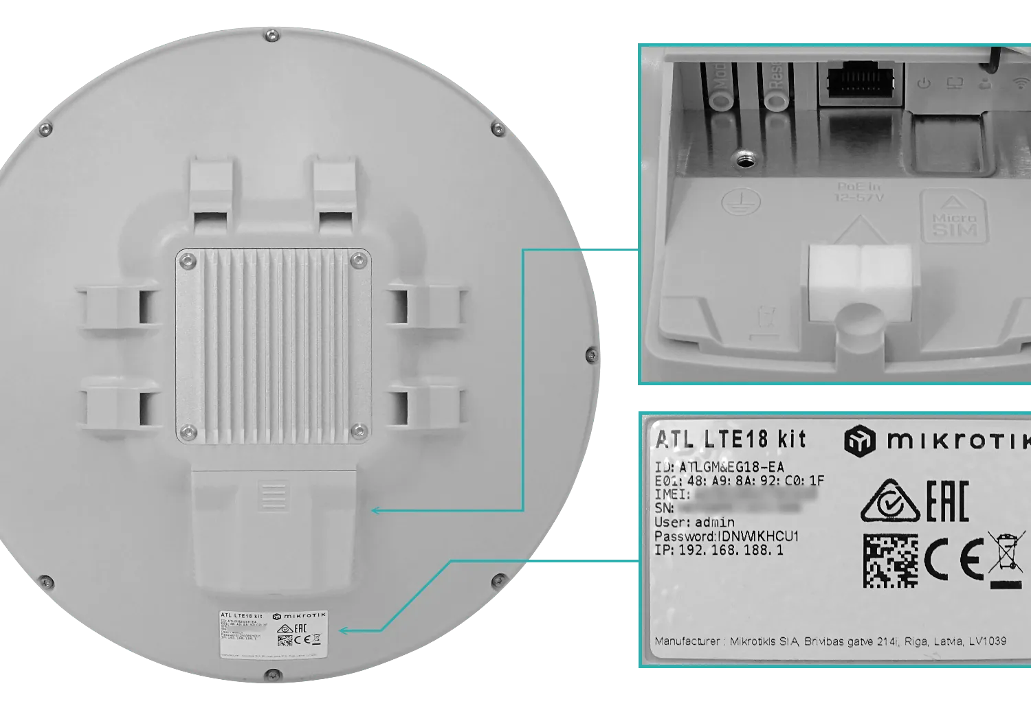 PTP MikroTik ATL-LTE18 CAT18 6-Antenas 1200/150Mbps L3 24V 315mm 5
