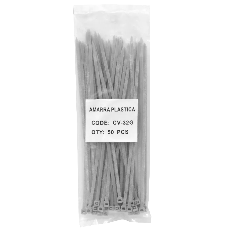 Amarra Plastica Nylon 3.5x200mm 50-un 200x3,5mm Gris  3