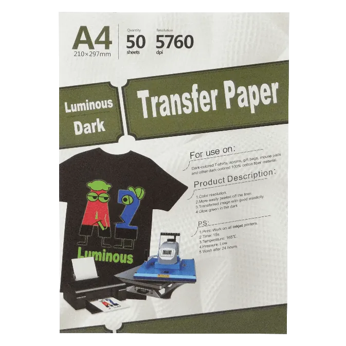 Inkjet Luminous Dark 50-Hojas A4 210x297mm para estampado en tela 2