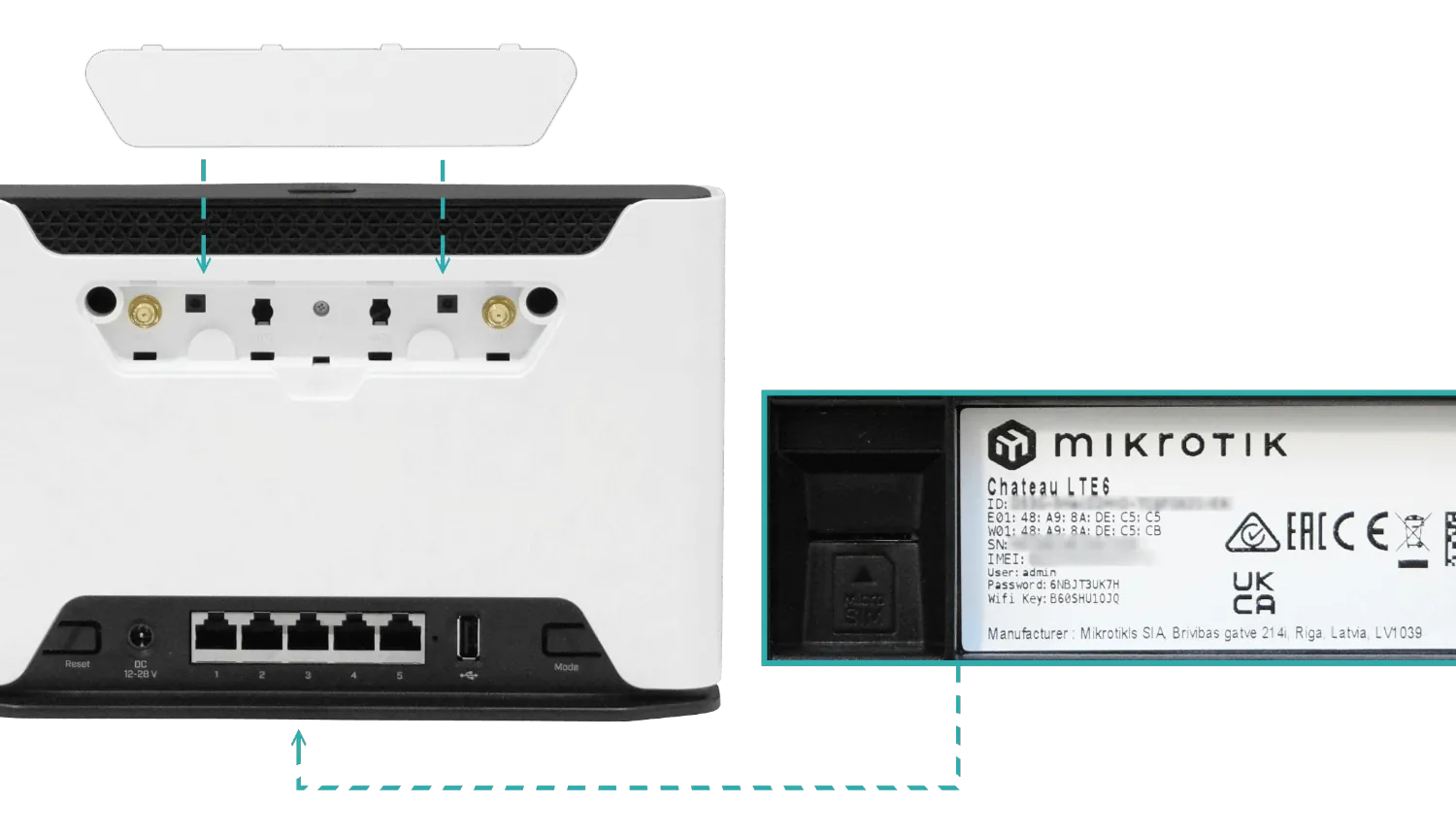 Router LTE CAT6 con WiFi Dual-Band y 5 Puertos Gigabit, MikroTik Chateau LTE6, MIMO 2x2 3
