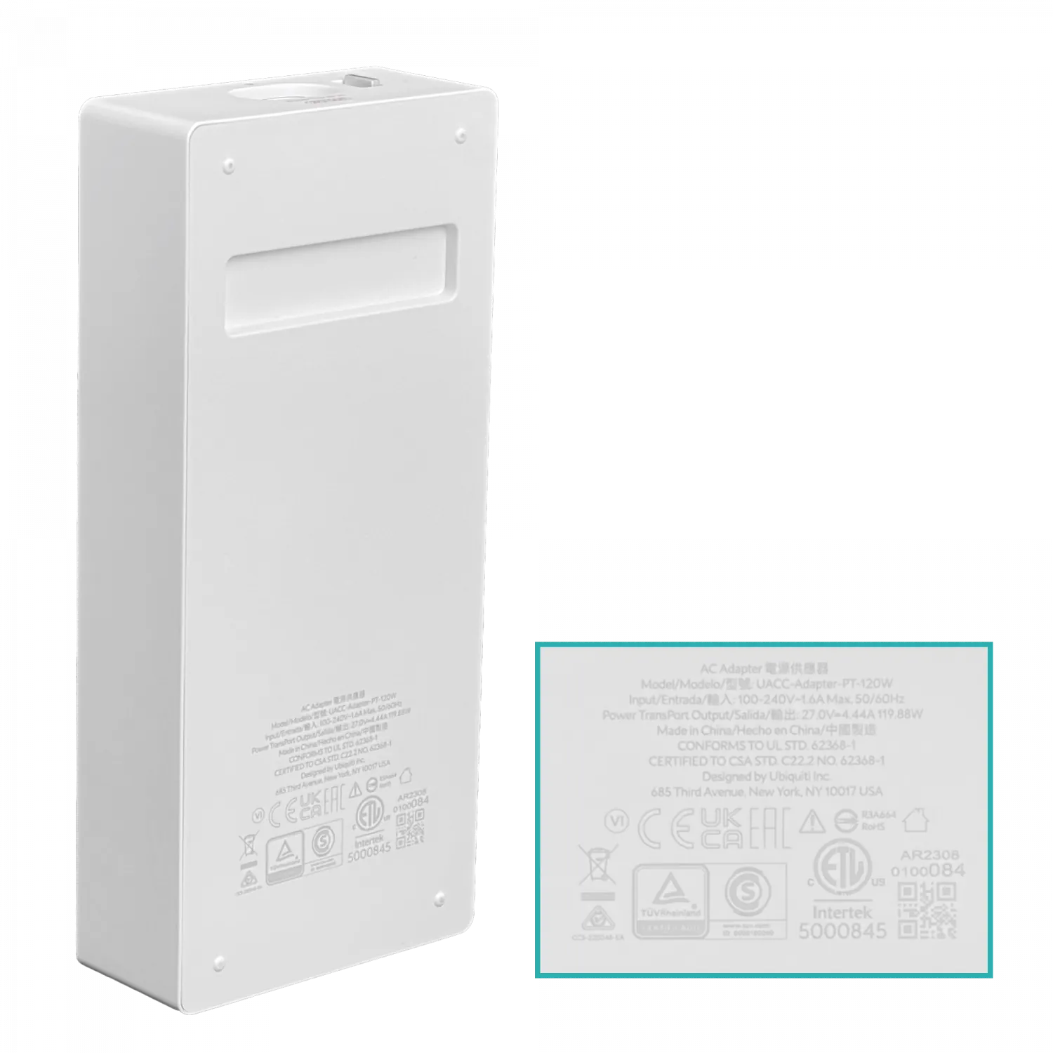 UBIQUITI Fuente TransPort 27VDC p/UISP- req-Cable UACC-Adapter-PT-120W 4