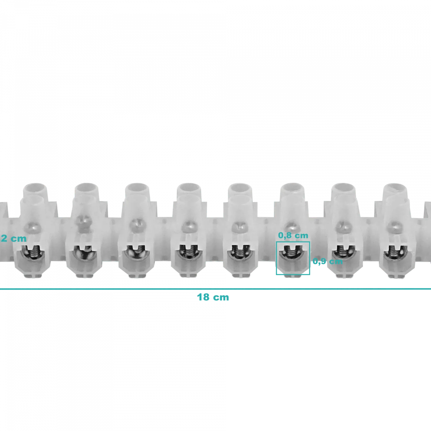 Regleta-Tornillos 380V 60A-Max 180x26x22mm 60-Ampere 13,3mm2 12-Pares  3