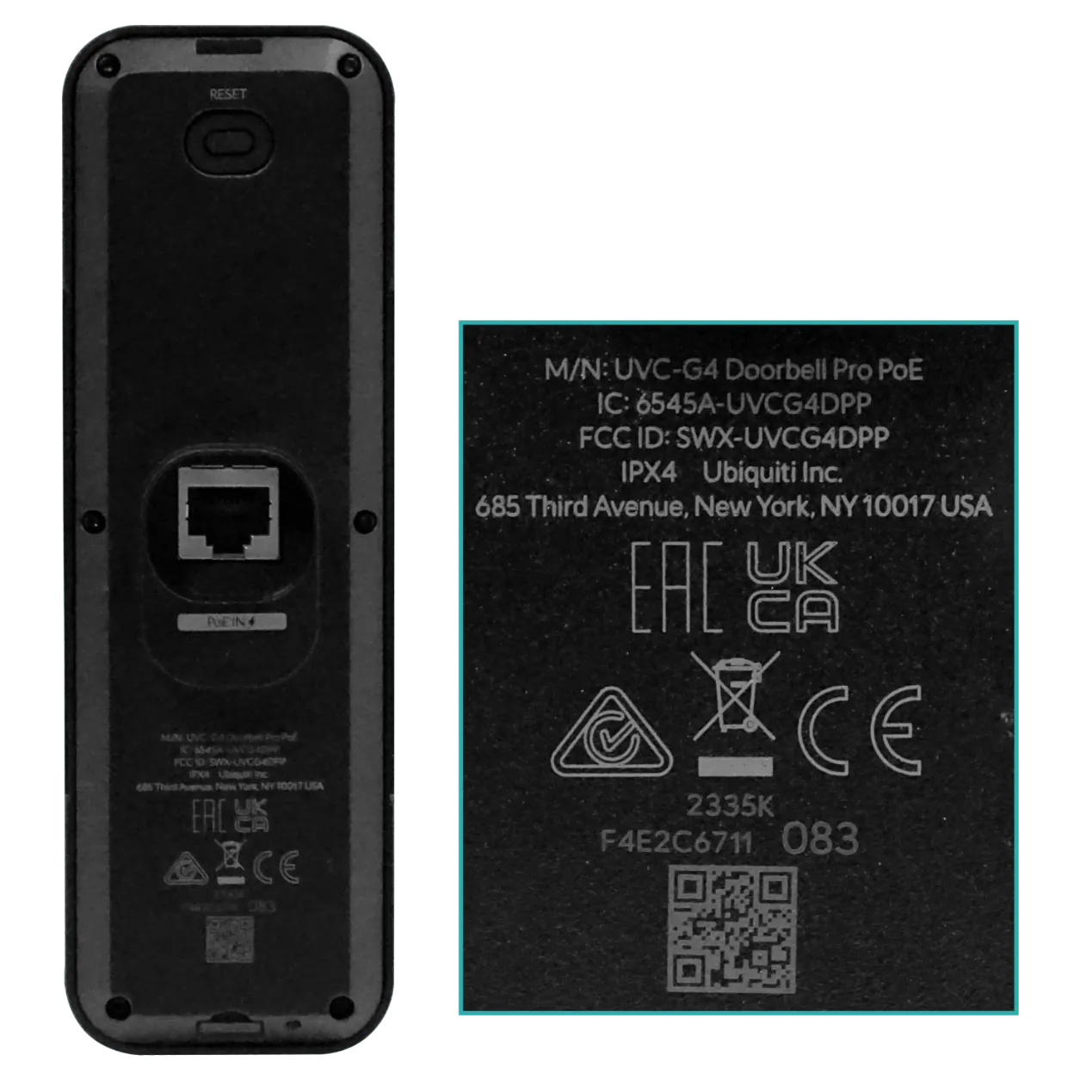 Timbre Inteligente con PoE y Cámara Dual G4 Doorbell Pro PoE Kit, Mic y altavoz integrados, Negro 12