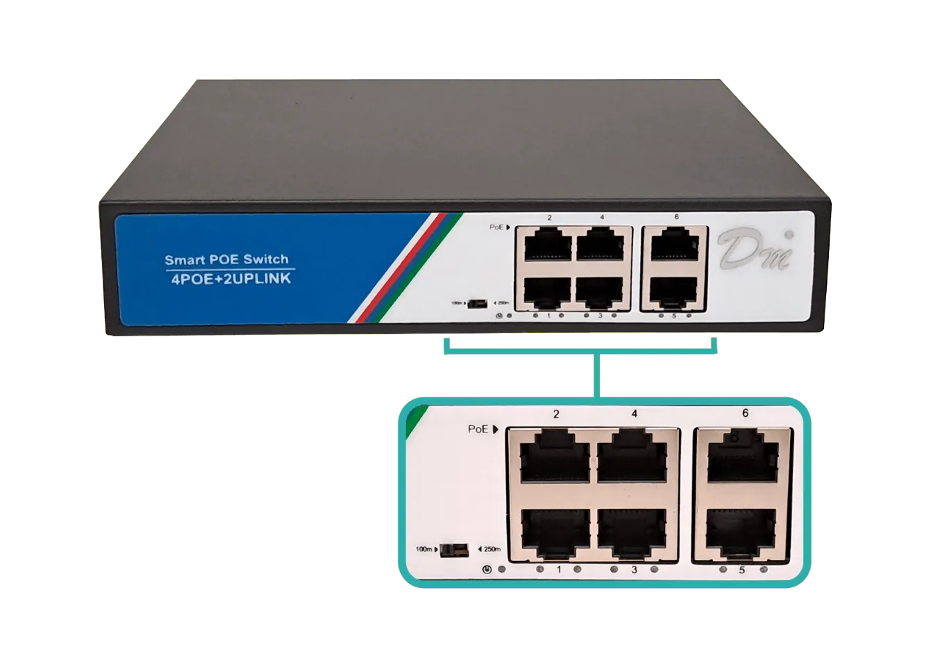 Switch 4-100-PoE-af 2-100 100-40VAC 78W C13 ZX-G0402FN 1