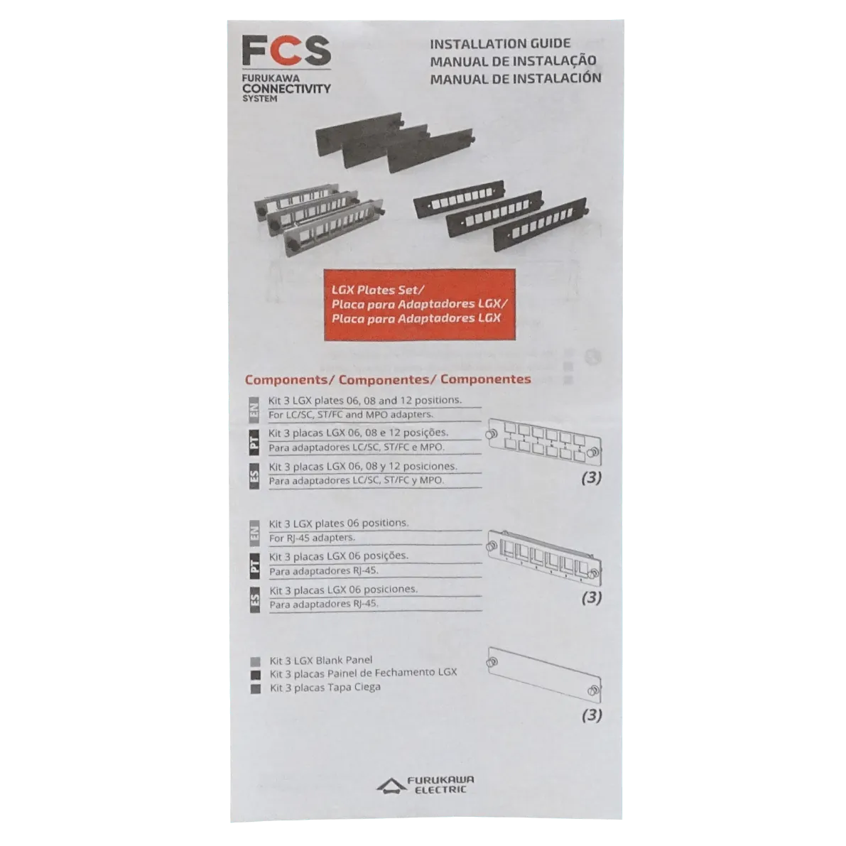 Placas LGX Furukawa CFR-3X 3x8 posiciones plasticas para DIO B48 8
