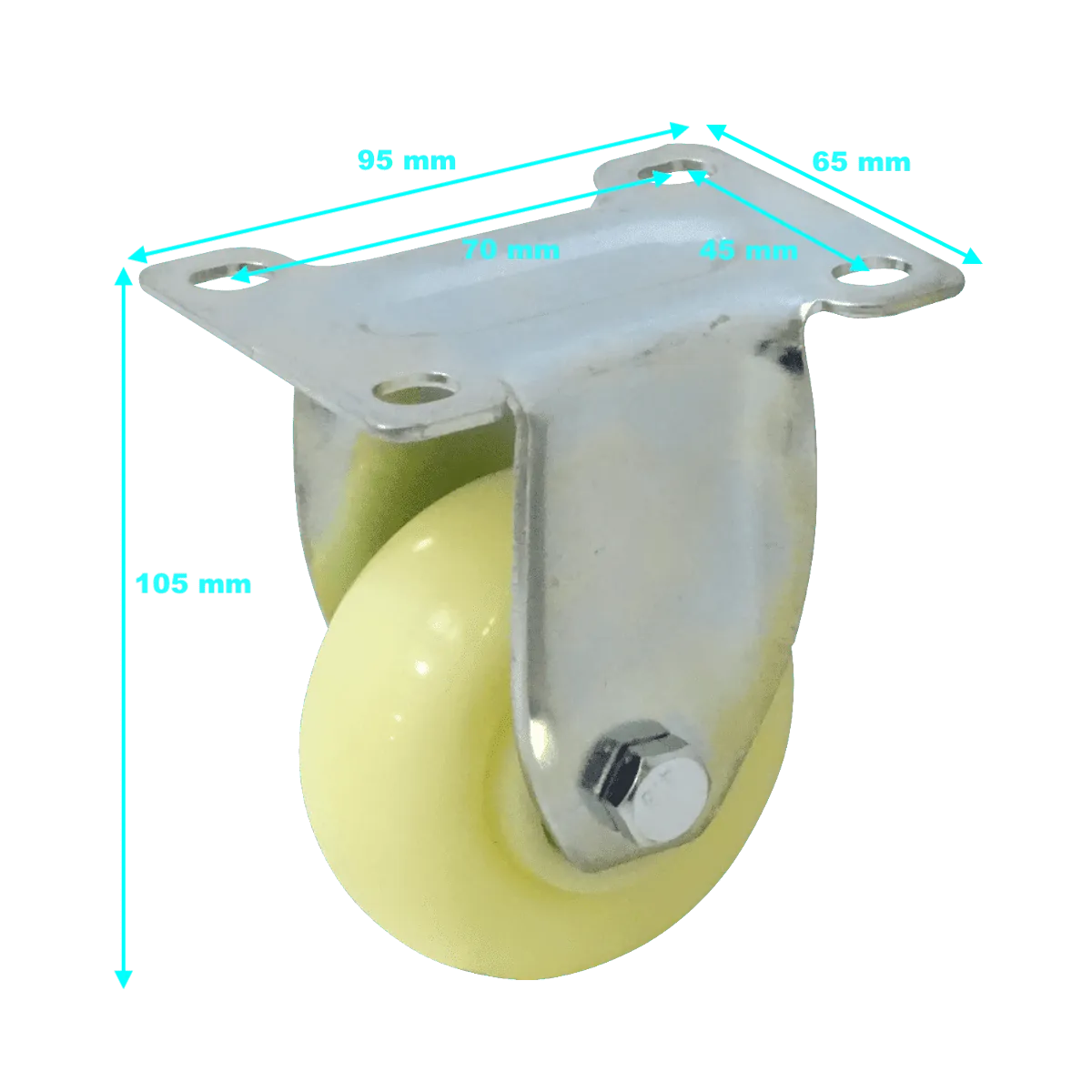 Rueda 3-pulgadas Blanca Fija Soporta-30Kg 65x95x105mm 2