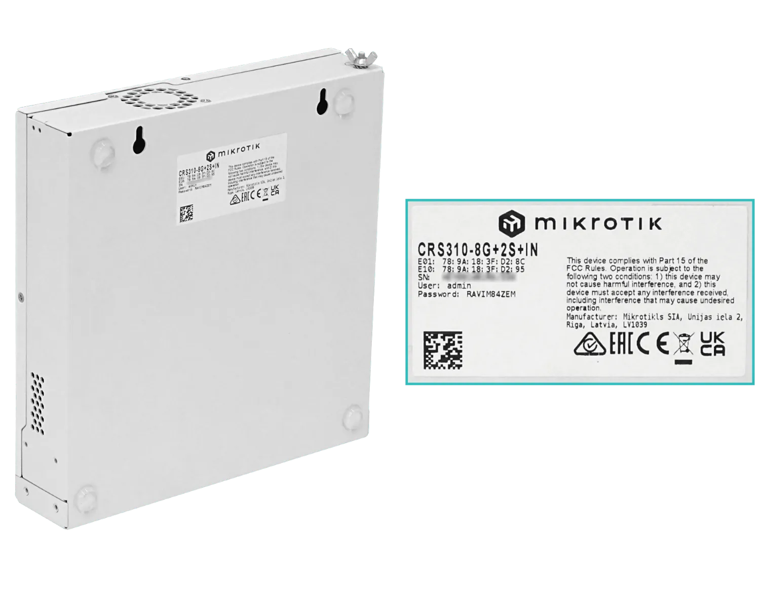Switch MikroTik CRS310-8G+2S+IN 8x 2.5G + 2x SFP+ 10G USB Rack RouterOS L5 5