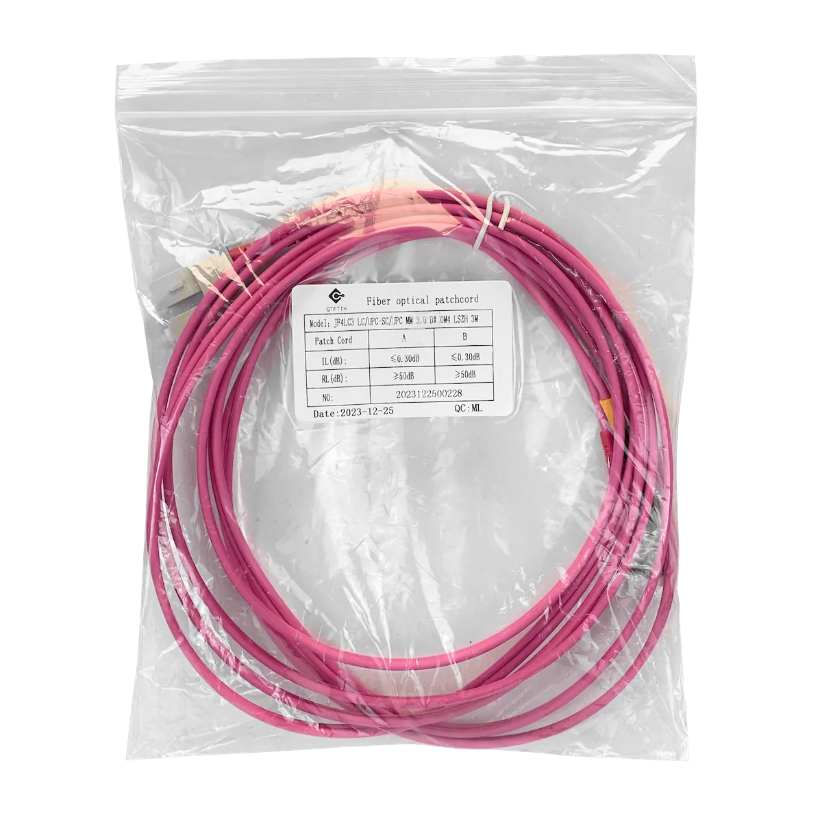 Jumper Fibra 50/125um 3,0mm LSZH 3mt LC-SC OM4 MultiModo MM Duplex  2