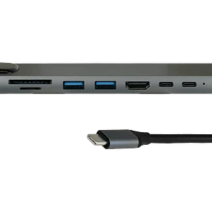 Hub USB-C c/ HDMI, 2 USB-A, RJ45, SD/mSD, Aluminio