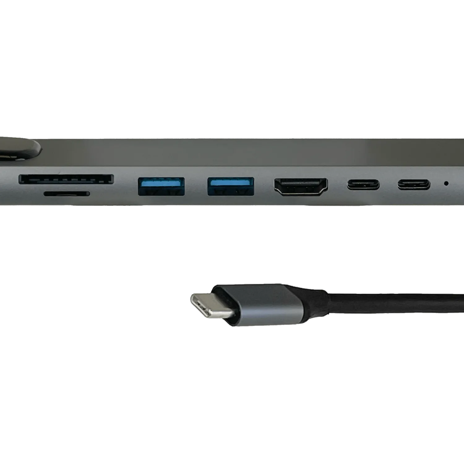 Hub USB-C c/ HDMI, 2 USB-A, RJ45, SD/mSD, Aluminio 1