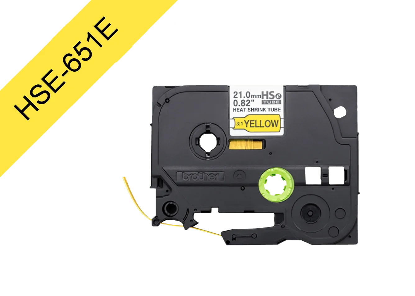 Cinta termoretractil Brother HSE-651E 21mm negro en amarillo 15m 2