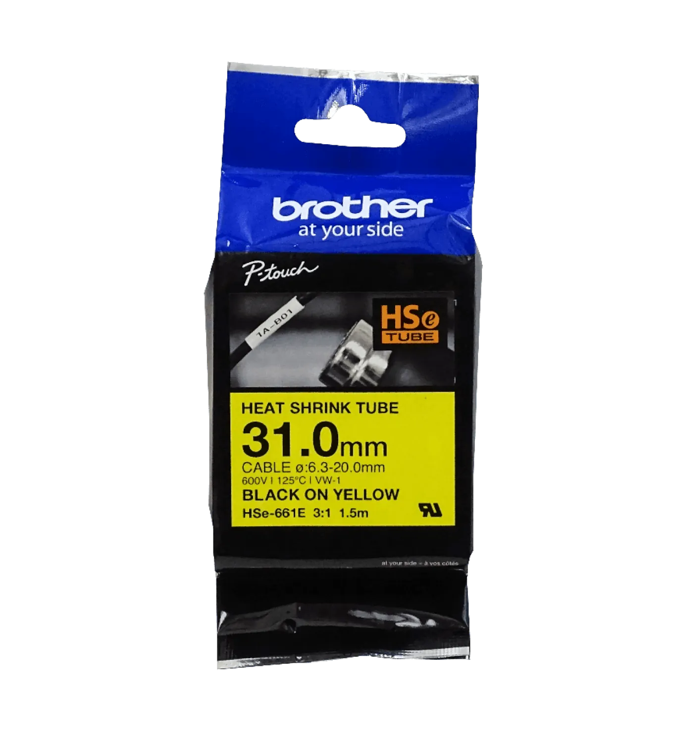 Cinta Termorretráctil Brother HSE661E, 5.8mm, Compatible con Rotuladoras P-Touch, Color Negro 2