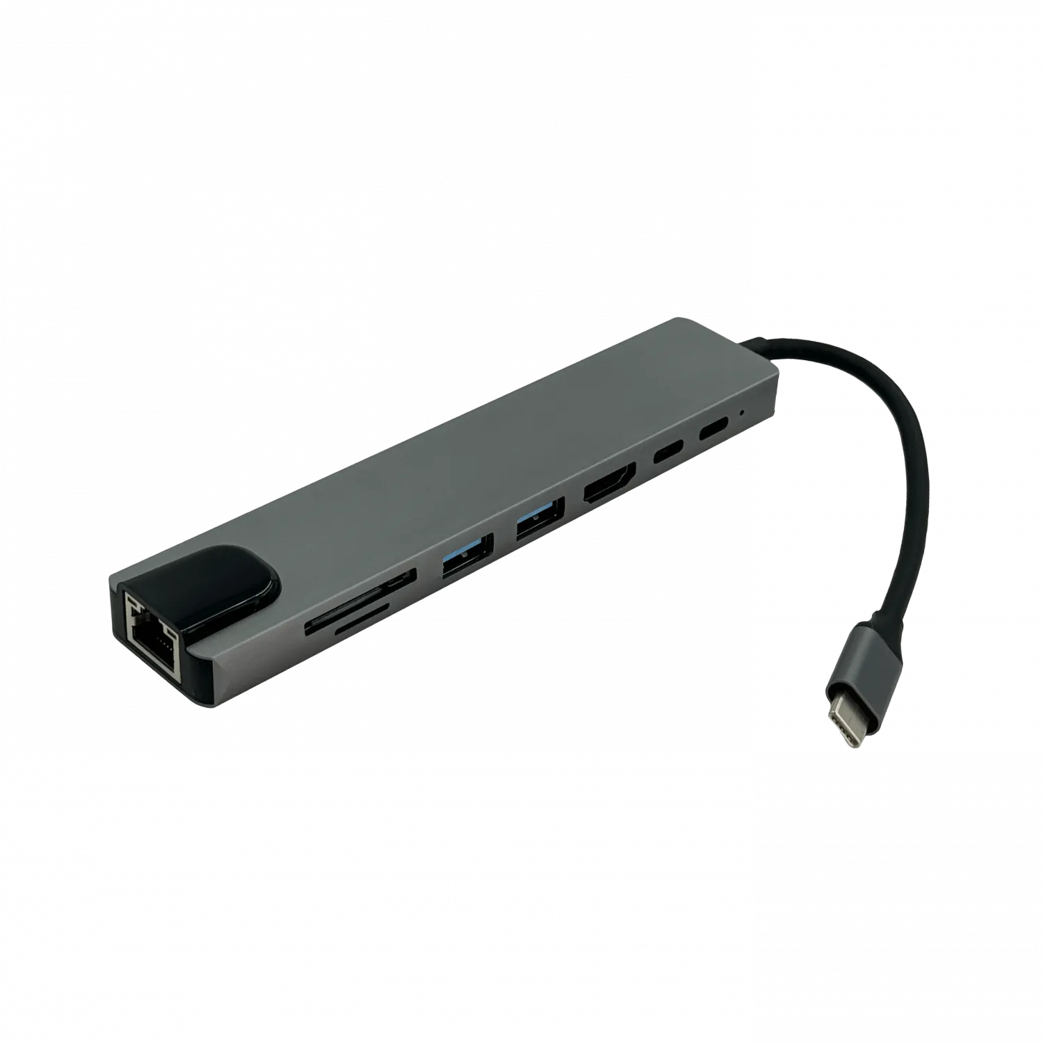 Hub USB-C c/ HDMI, 2 USB-A, RJ45, SD/mSD, Aluminio 4