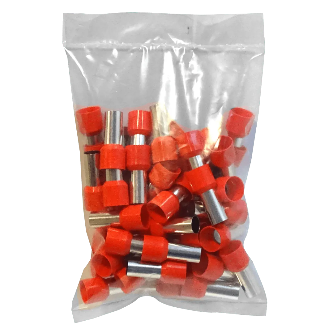 Terminal Aislado Crimp Rojo 50,0mm2 20/36,0mm 50-unid AWG1 Ferrules  3