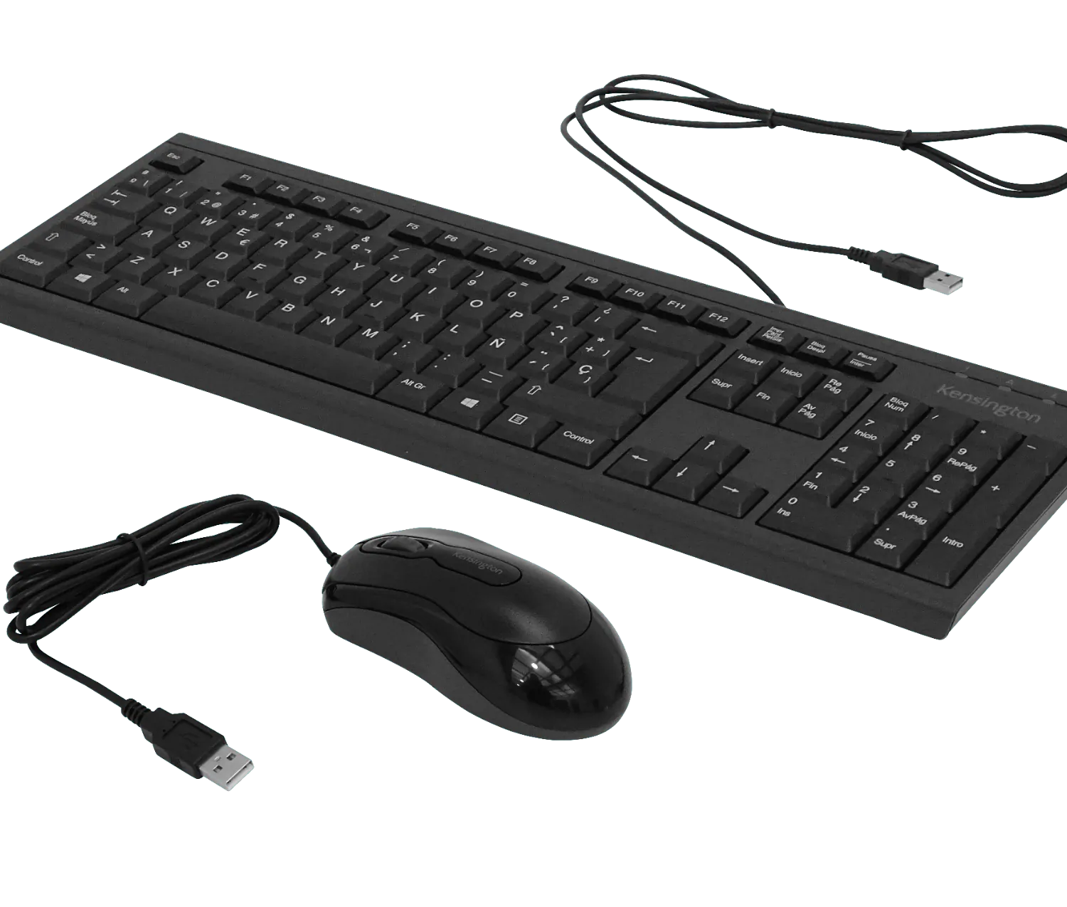 Teclado y Mouse Cable Resistente Antiderrames USB-AM Negro KENSINGTON  3