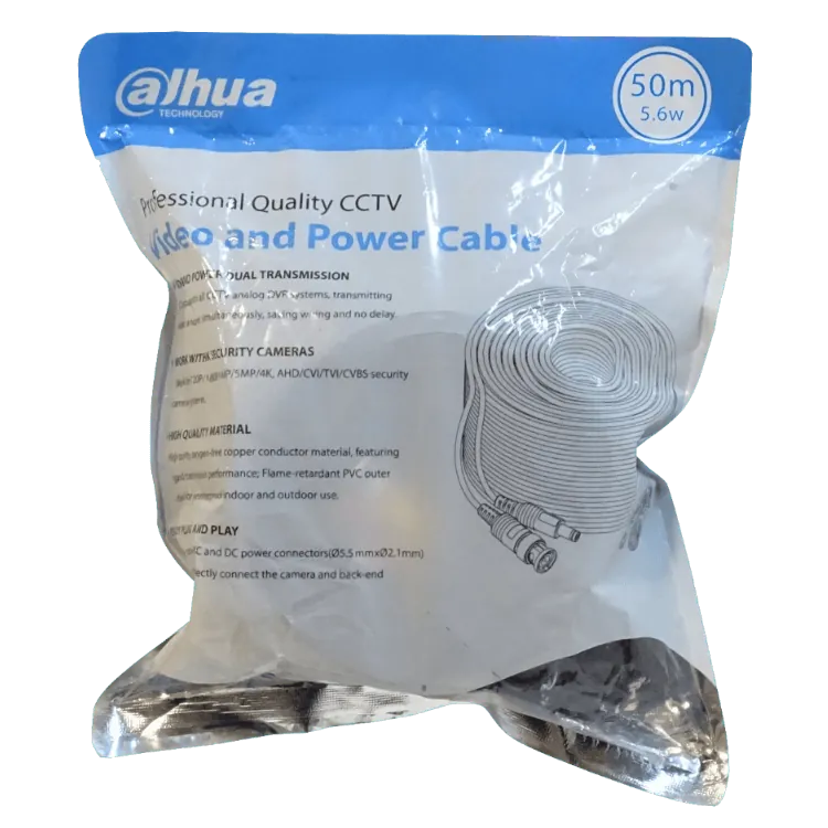 Cable M Plug-M a H Coaxial CCTV DAHUA, 50mt 5,5x2,1mm 3