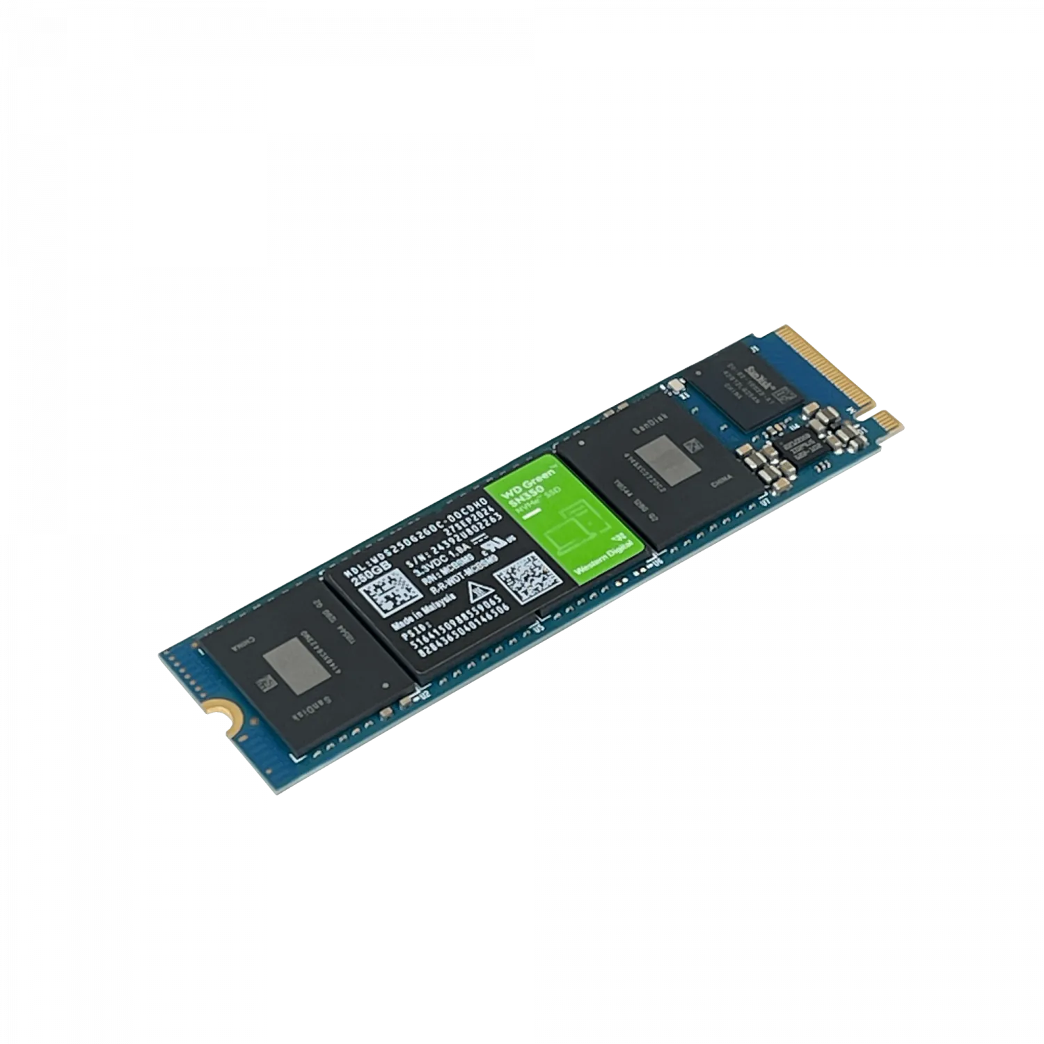 Unidad SSD Western Digital WD Green SN350, 250GB, M.2 2280 NVMe, Lec. 2400 MB/s, Esc. 900MB/s  4