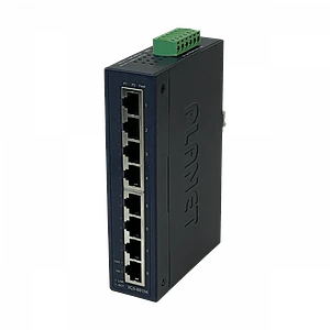 Switch Indust Admin Riel-DIN Gigabit req 12-48VDC 24VAC PLANET 8-1000 