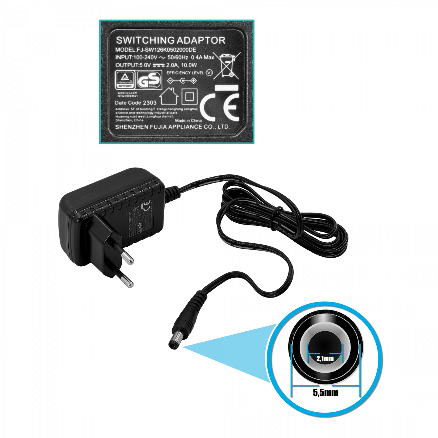Media Converter Cobre No-admin inc-5VDC/2A PLANET 1-10G 1-SFP+10G  5