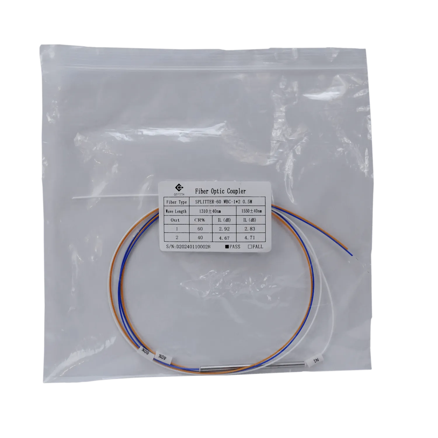 Splitter XPON XGPON G657A1 Desbalanceado 1x2 60-40 FBT sin-Conectores  3