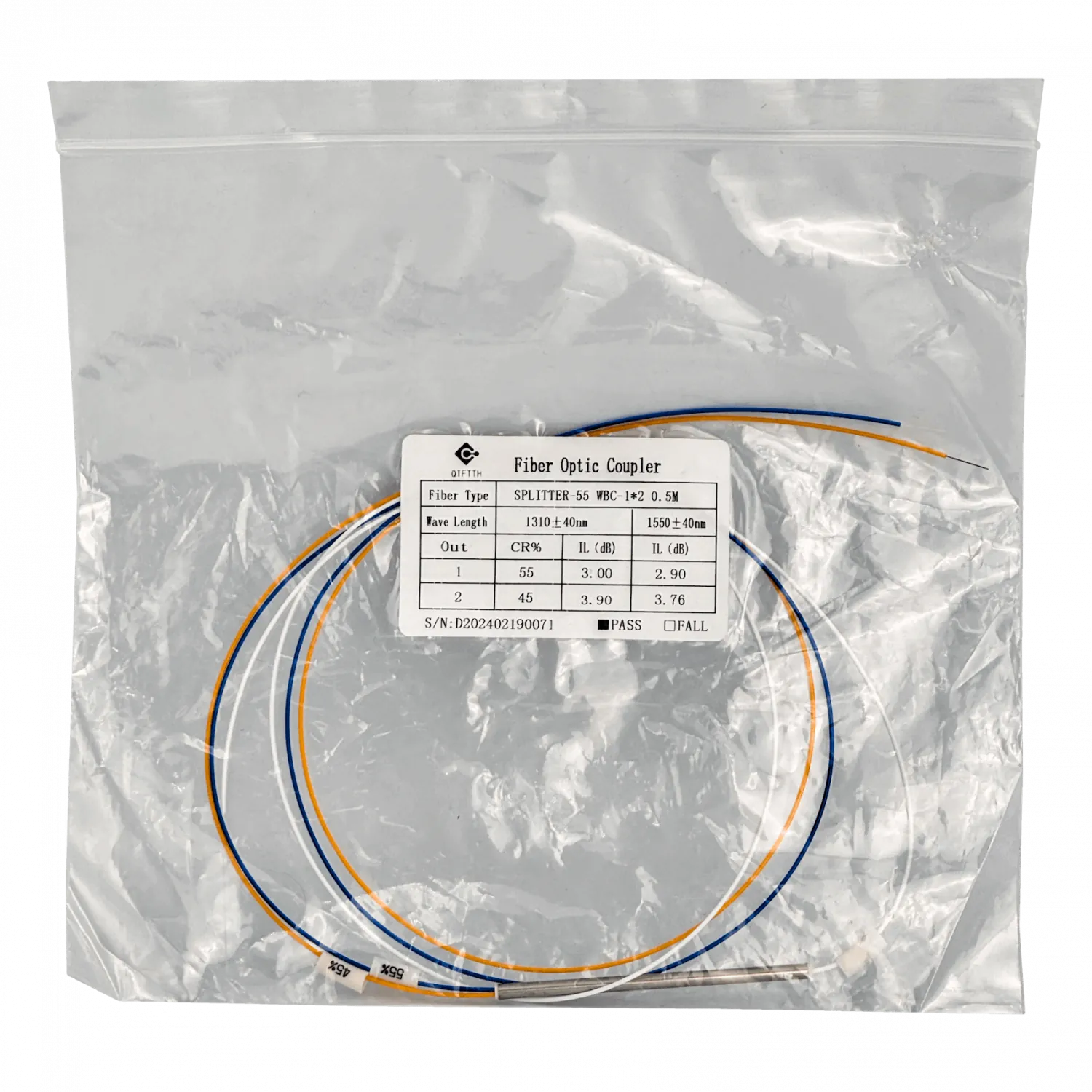 Divisor EPON GPON XGPON Desbalanceado 1x2 55-45 FBT sin-Conectores  3