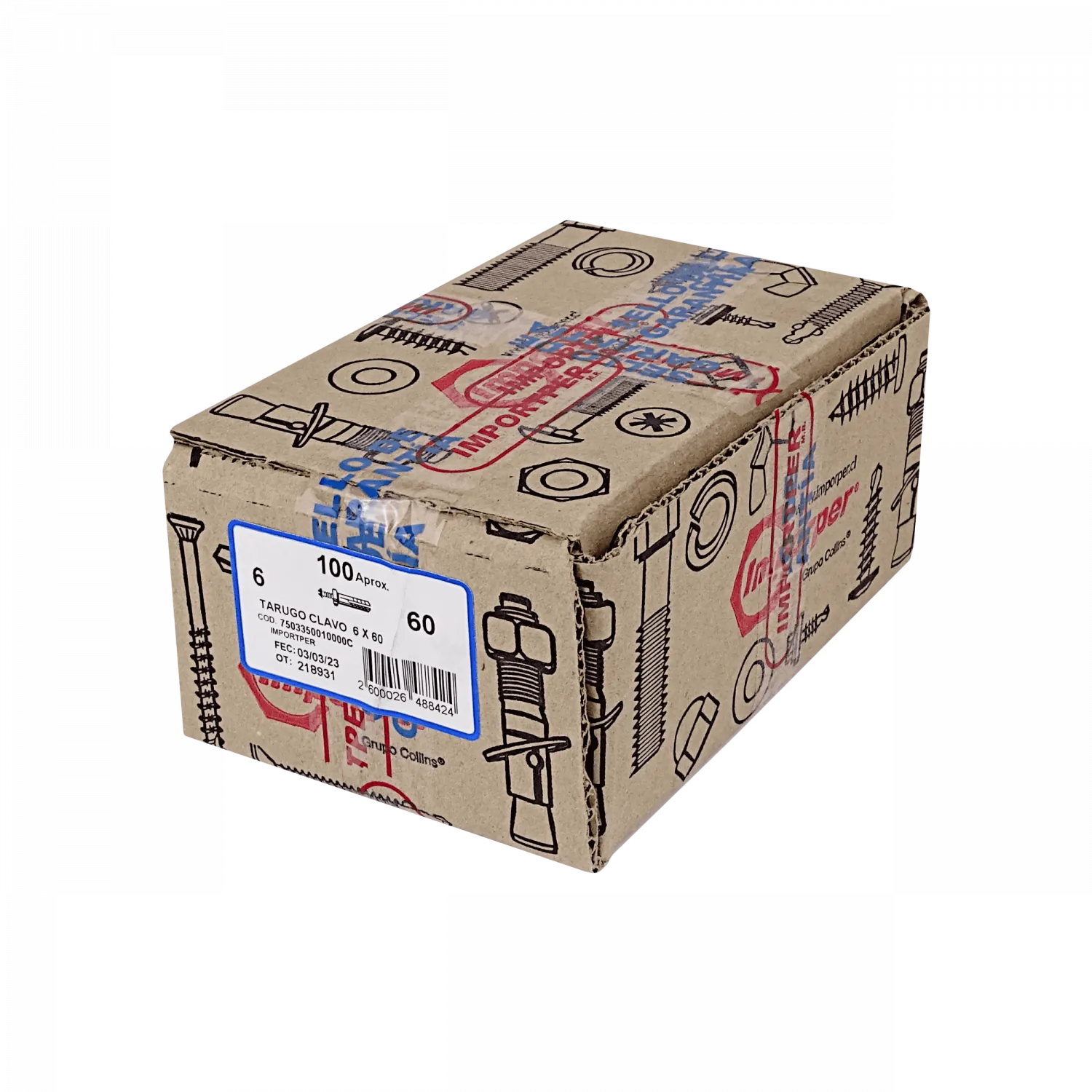 Tarugo Clavo para Ladrillo Hueco, 100-unids. 6x60mm  2