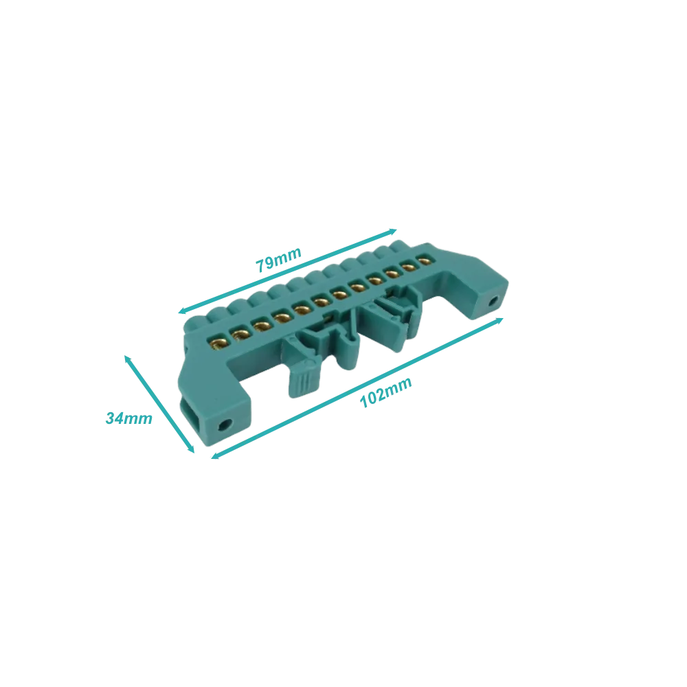 Regleta Verde 12-Conexiones 4mm Riel Din Distribucion Electrica 3