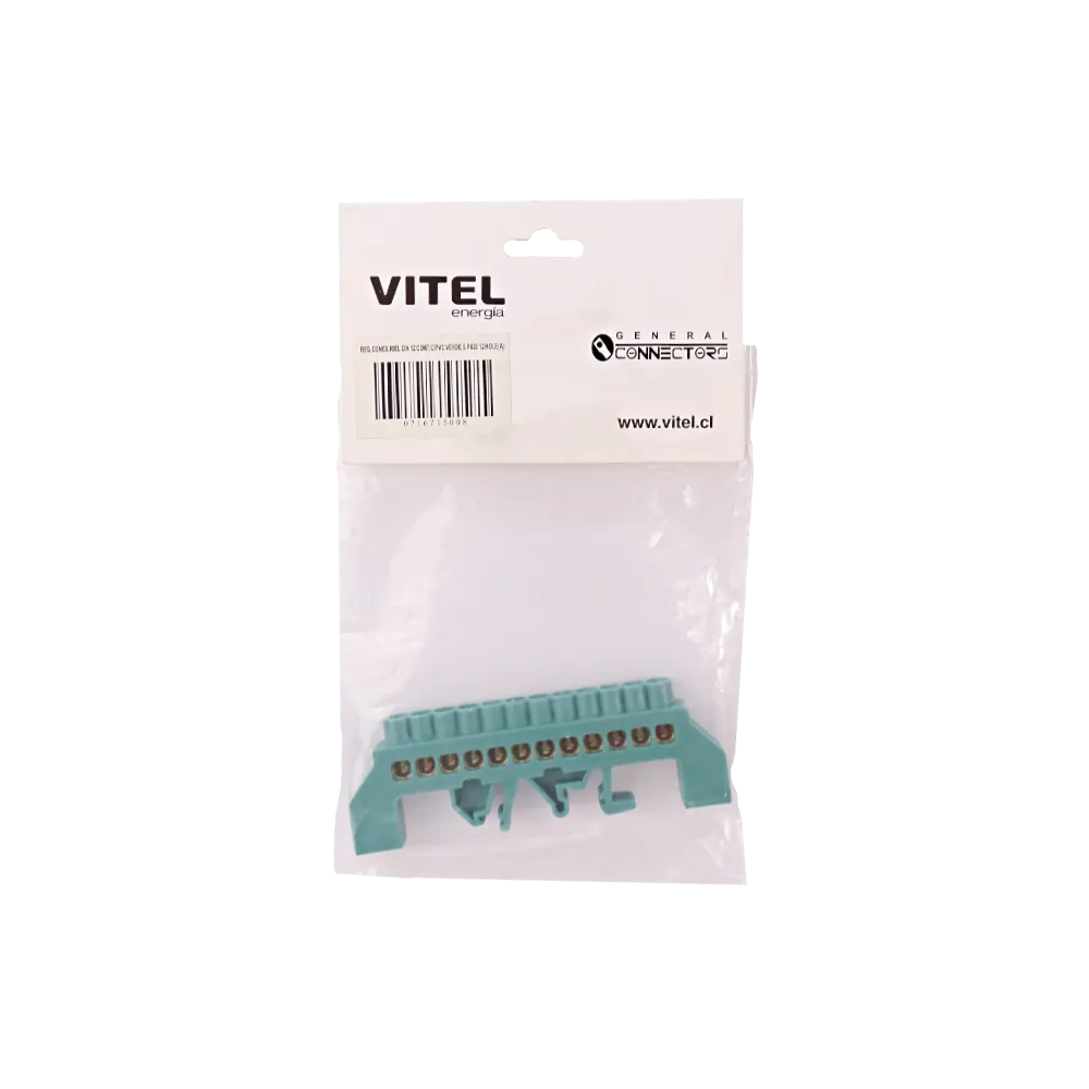 Regleta Verde 12-Conexiones 4mm Riel Din Distribucion Electrica 4