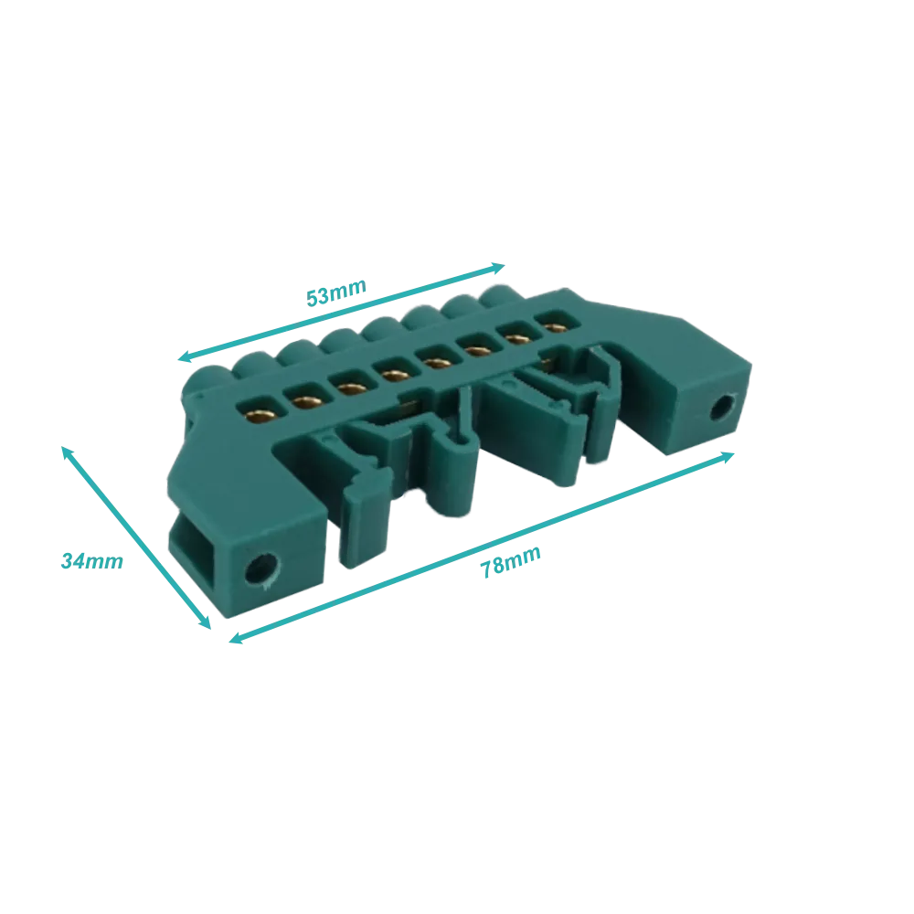 Regleta Verde 8-Conexiones 4mm Riel Din Distribucion Electrica 3