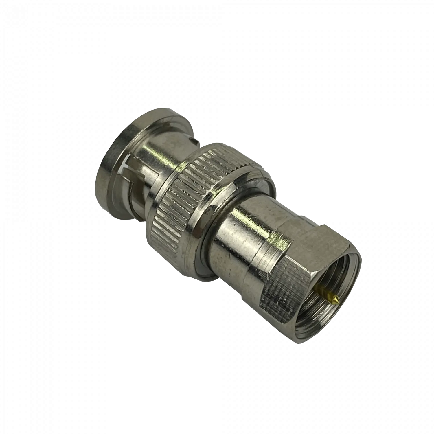 Adaptador Copla Coaxial F-Macho BNC-Macho  2