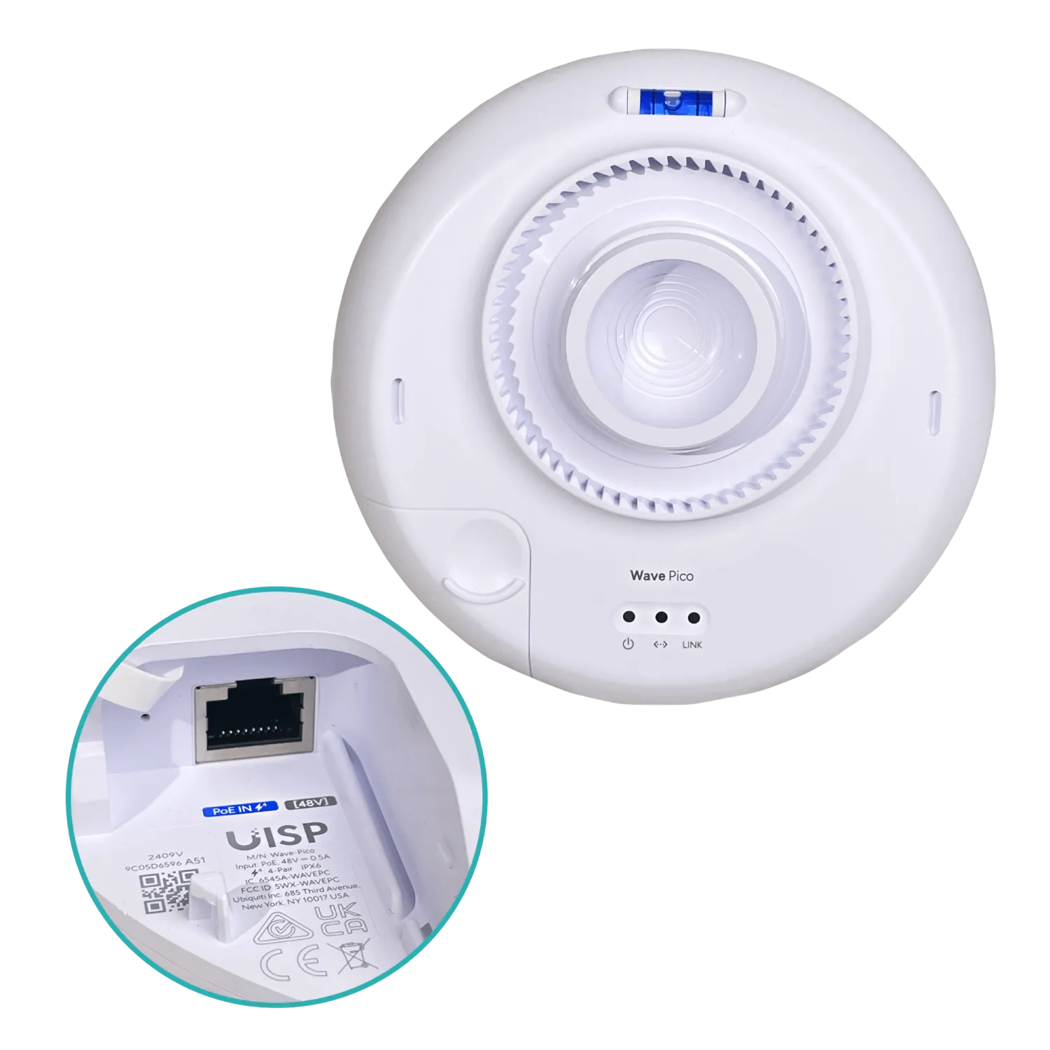 Puente Inalámbrico 800 Mbps, 60 GHz, Diseño Compacto y Blanco, Ubiquiti UISP Wave Pico 3