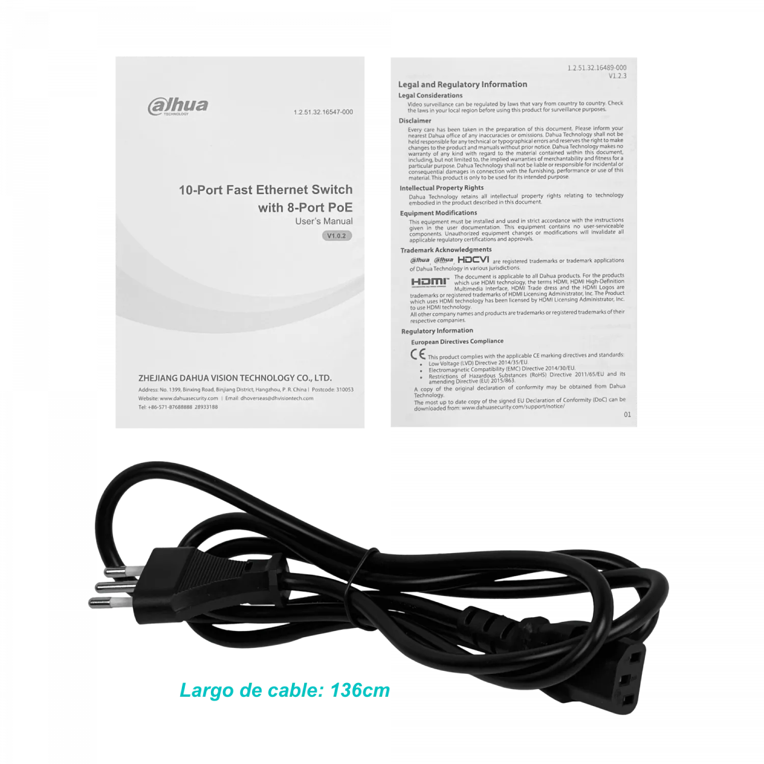 Switch 8 PoE+af/at/bt + 2 Gigabit No Administrable 96W Riel DIN, Dahua PFS3010-8ET-96 4