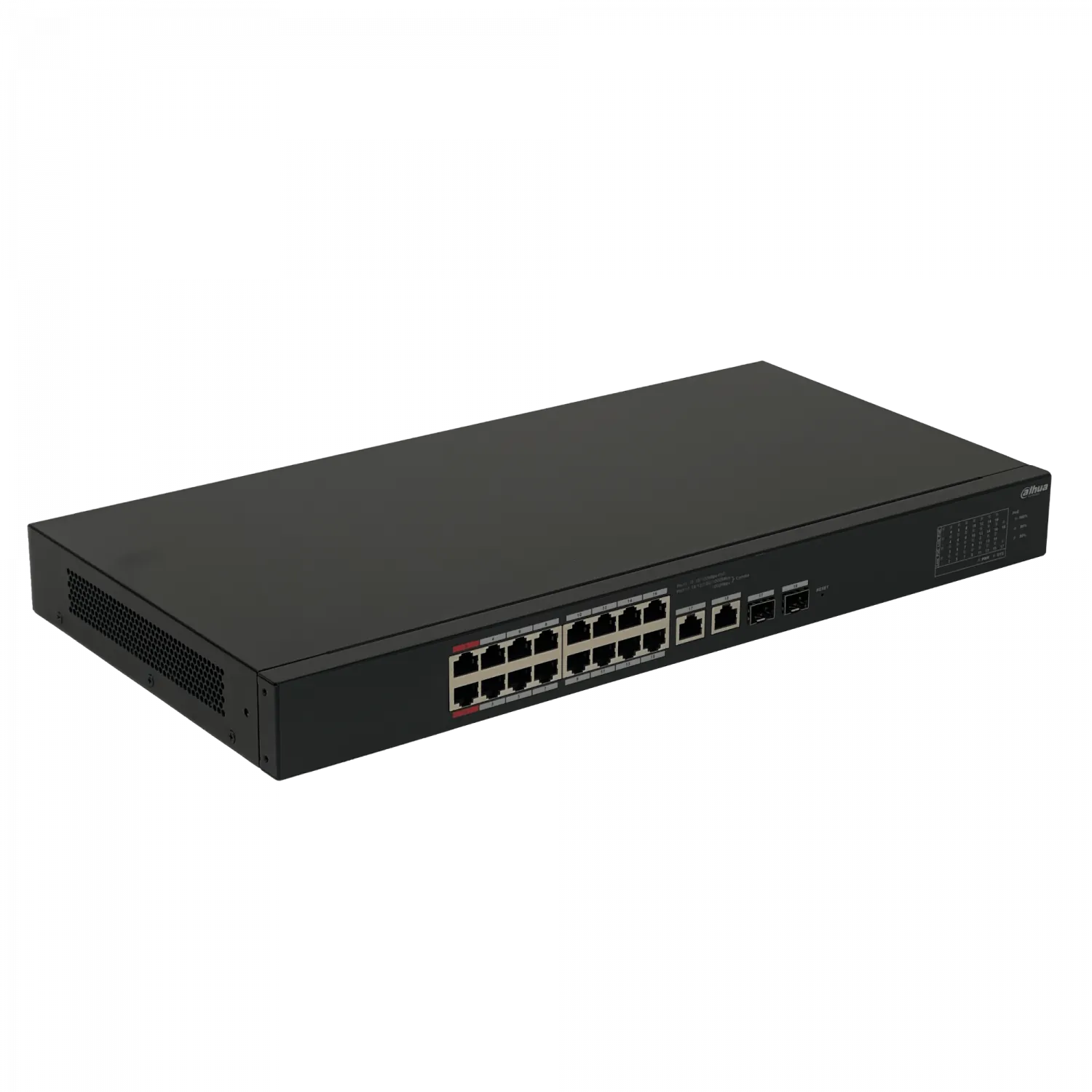 Switch Dahua DH-CS4218-16ET-190 16 Puertos PoE+ 100Mbps + 2 Combo Gigabit + 2 SFP, 190W - Rackeable 5