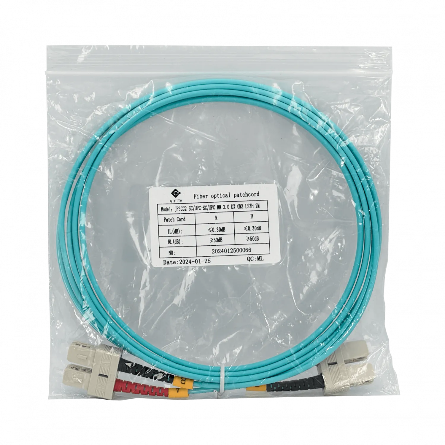 Jumper Fibra 3.0mm 50/125um LSZH 2mt SC-SC OM3 MultiModo MM Duplex  2