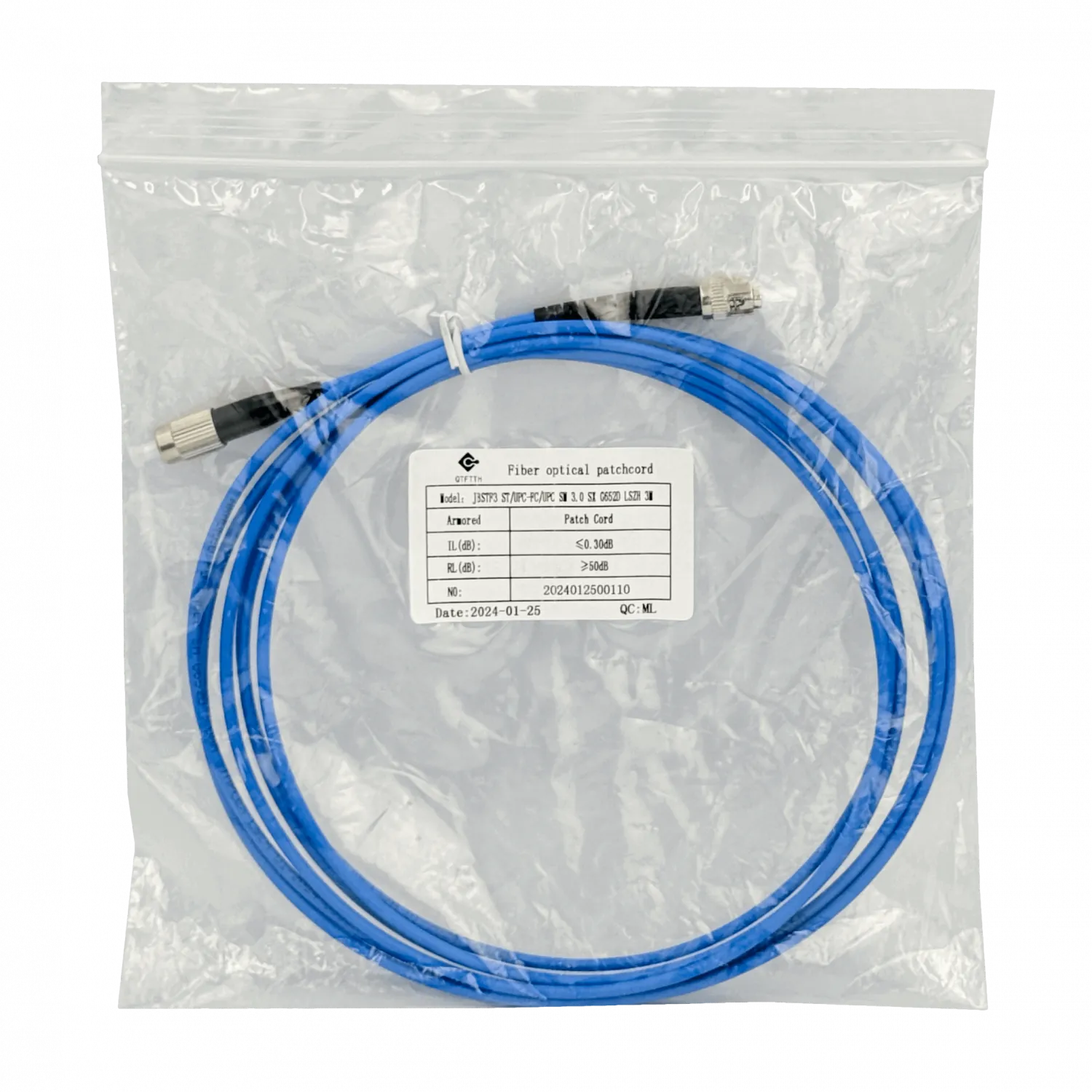 Jumper Fibra 3.0mm 9/125um LSZH Blindado 3mt ST-FC SM Simplex  3