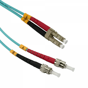 Jumper Fibra 3.0mm 50/125um 1mt LC-ST OM3 Multimodo MM Duplex 