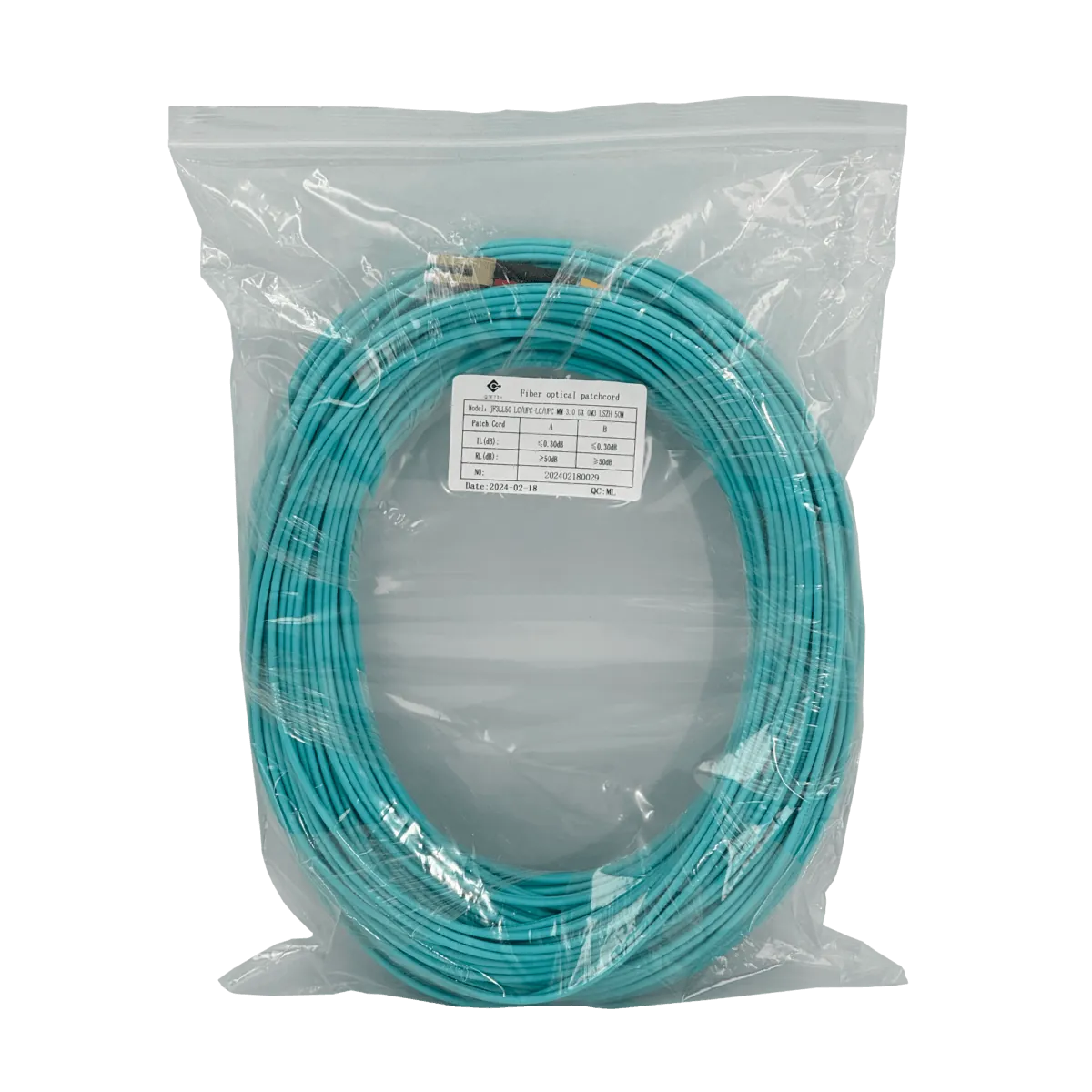Jumper Fibra 3.0mm 50/125um LSZH 50mt LC-LC OM3 MultiModo MM Duplex  3