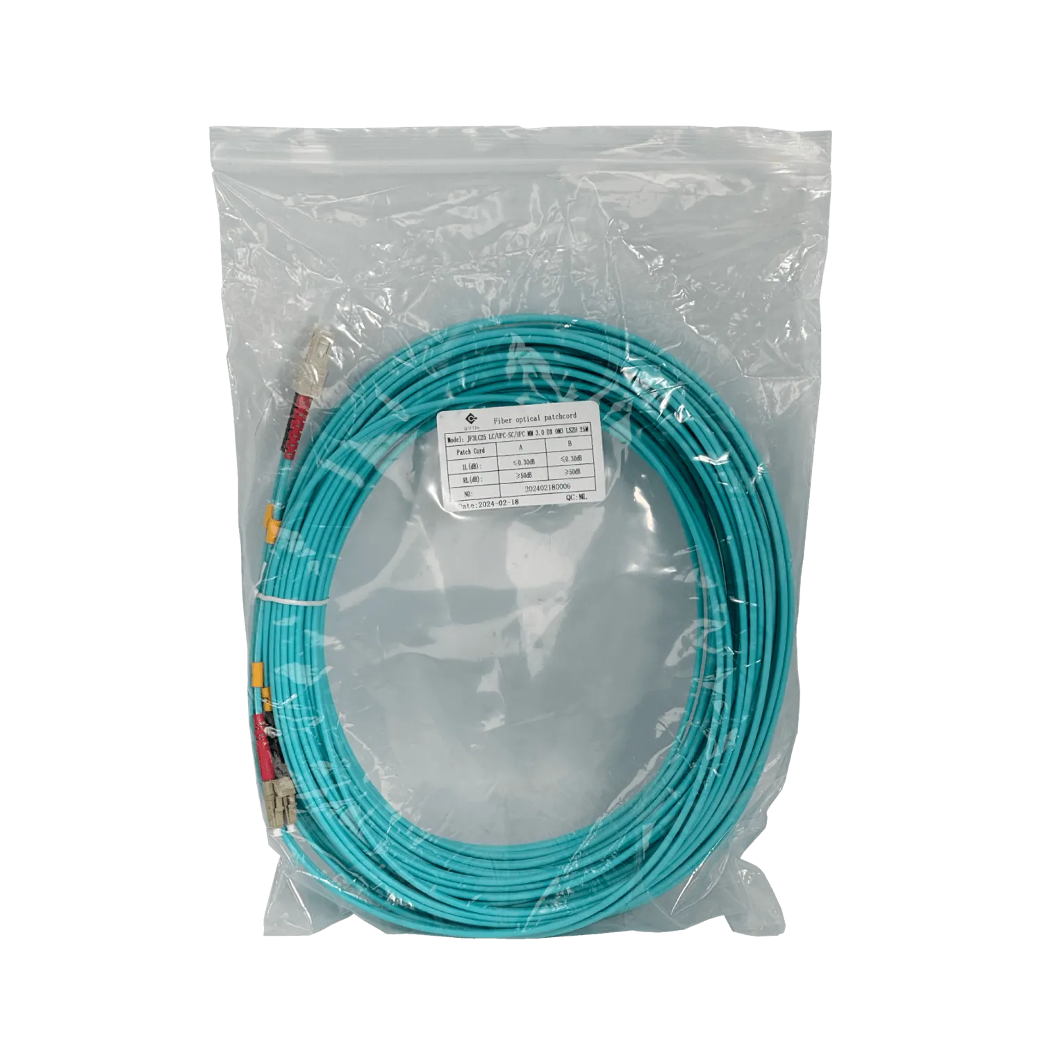 Jumper Fibra 50/125um 3.0mm LSZH 25mt LC-SC OM3 MultiModo MM Duplex  3