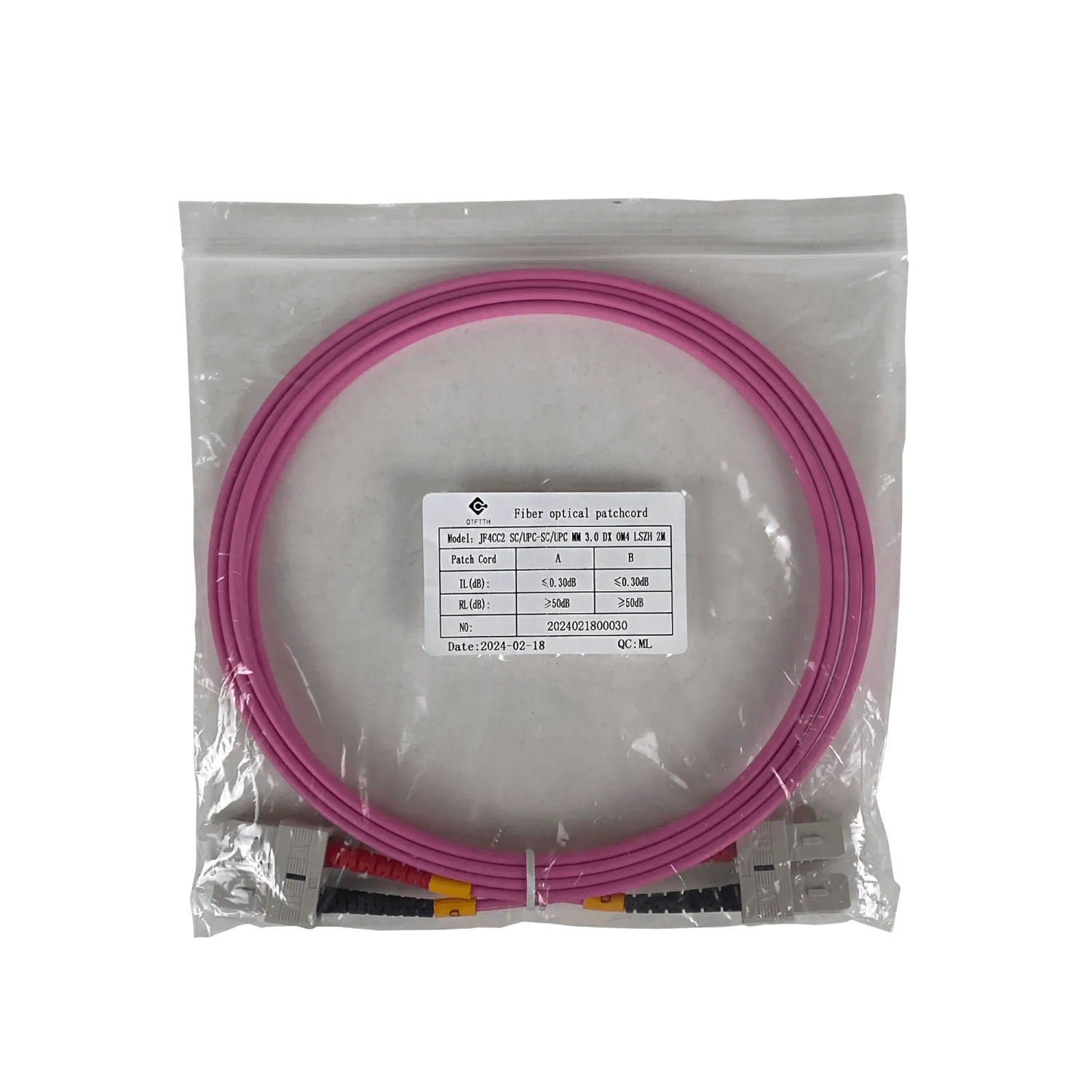 Jumper Fibra 50/125um 3mm LSZH m25t SC-SC OM4 MultiModo MM Duplex  3