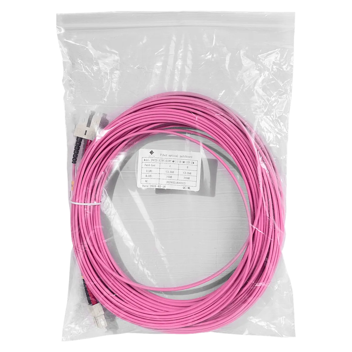 Jumper Fibra 50/125um 3mm LSZH m25t SC-SC OM4 MultiModo MM Duplex  3