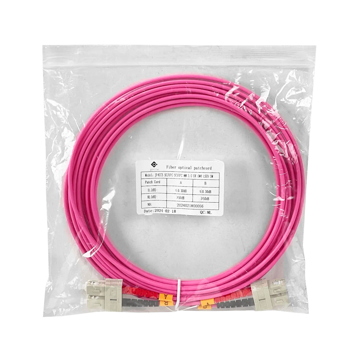 Jumper Fibra 50/125um 3mm LSZH 5mt SC-SC OM4 MultiModo MM Duplex  3