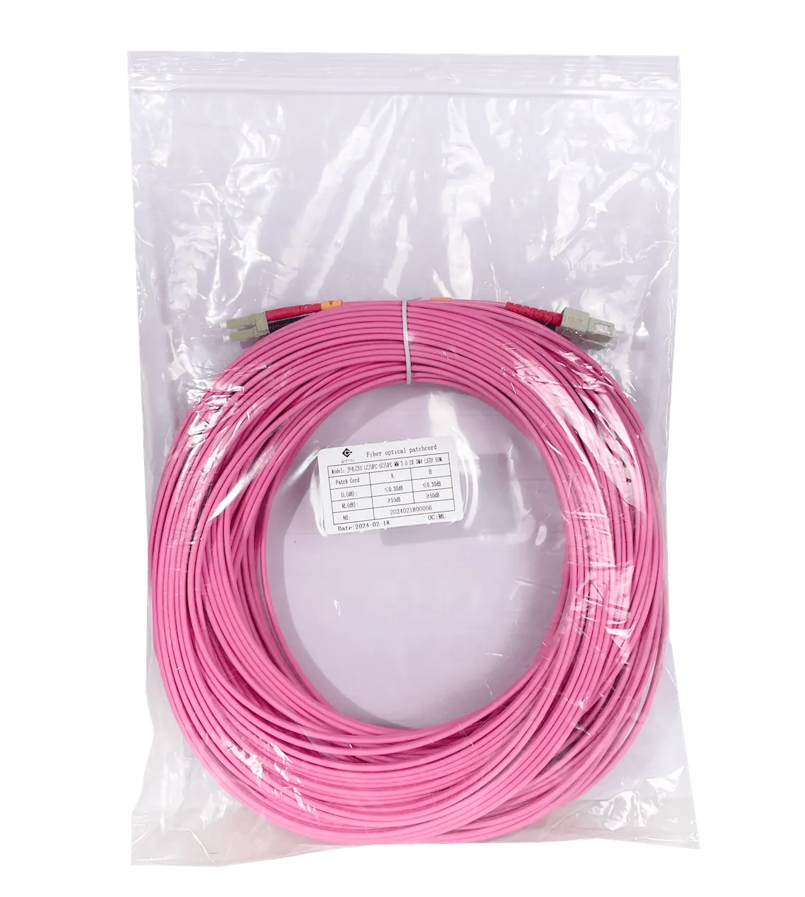 Jumper Fibra 50/125um 3mm LSZH 50mt LC-SC OM4 MultiModo MM Duplex  3