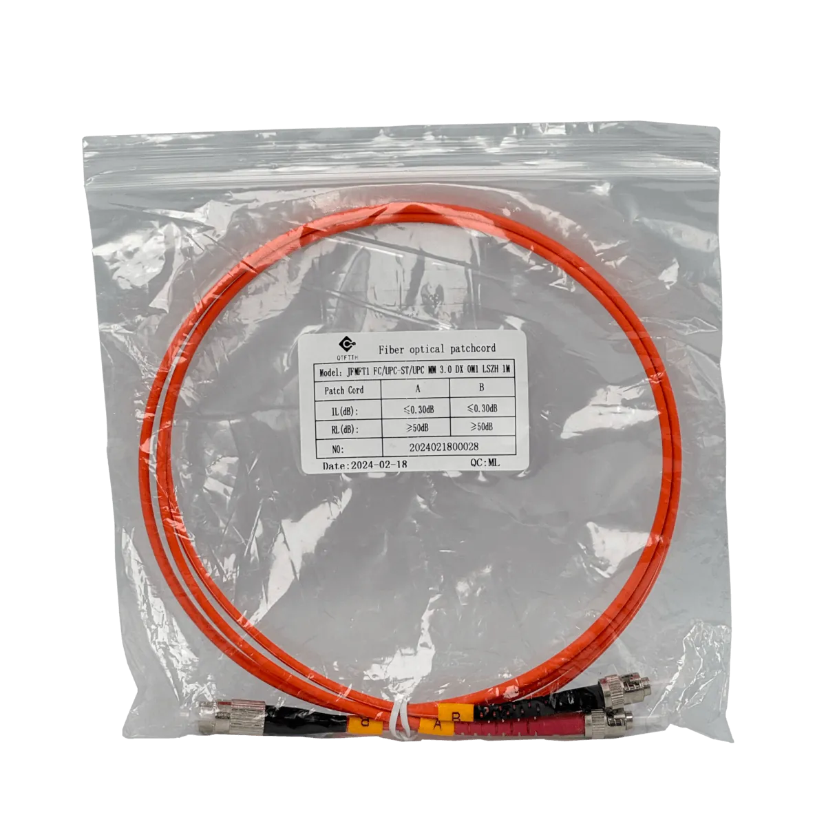 Cable Jumper de Fibra Óptica Multimodo OM1 FC-ST Duplex 1m 62.5/125µm LSZH - JFMFT1 2