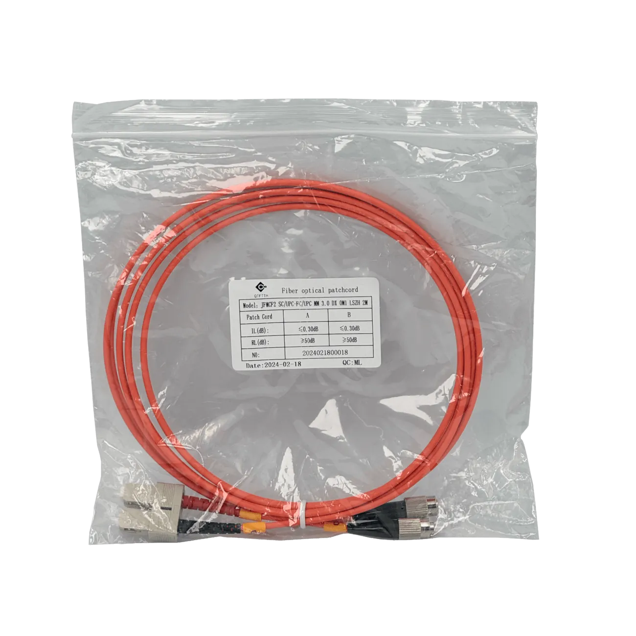 2mt SC-FC OM1 MultiModo MM Duplex Jumper Fibra 62.5/125um LSZH 2