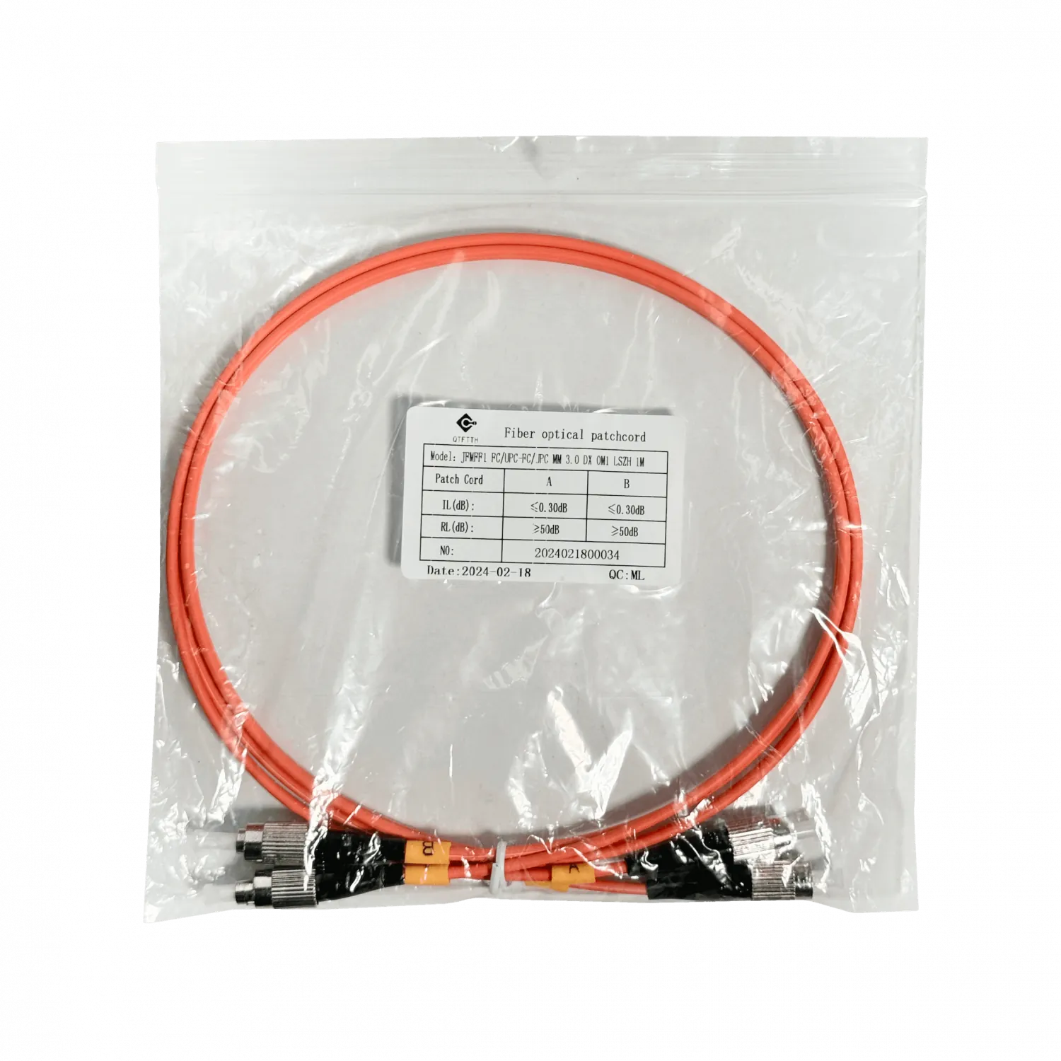 1mt FC-FC OM1 MultiModo MM Duplex Jumper Fibra 62.5/125um LSZH 2
