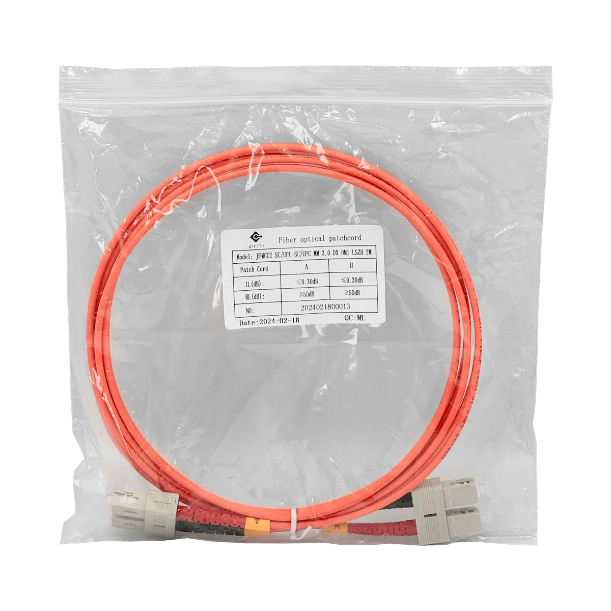 2mt SC-SC OM1 MultiModo MM Duplex Jumper Fibra 62.5/125um 3mm LSZH 3