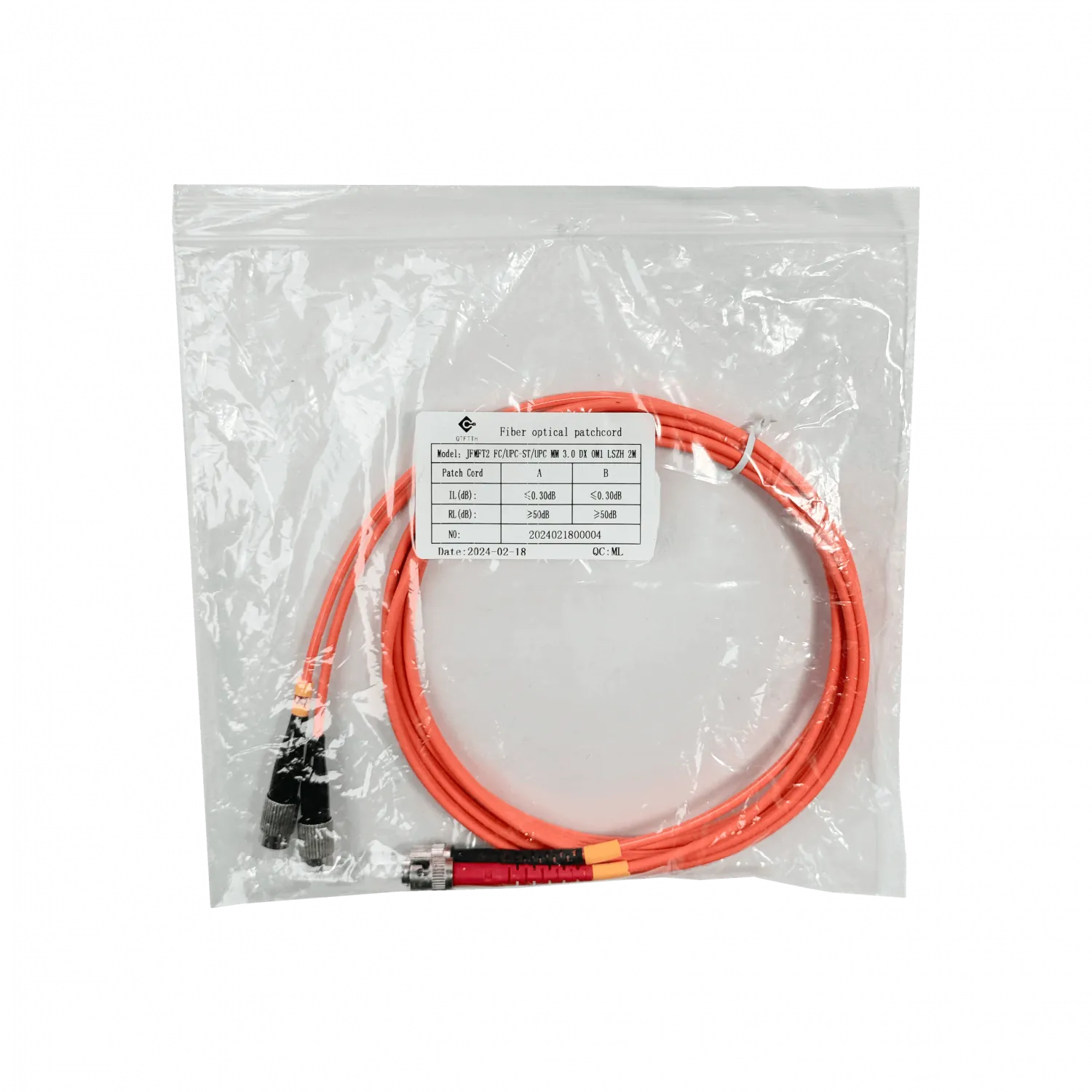 2mt FC-ST OM1 Multimodo MM Duplex Jumper Fibra 62.5/125um LSZH 2