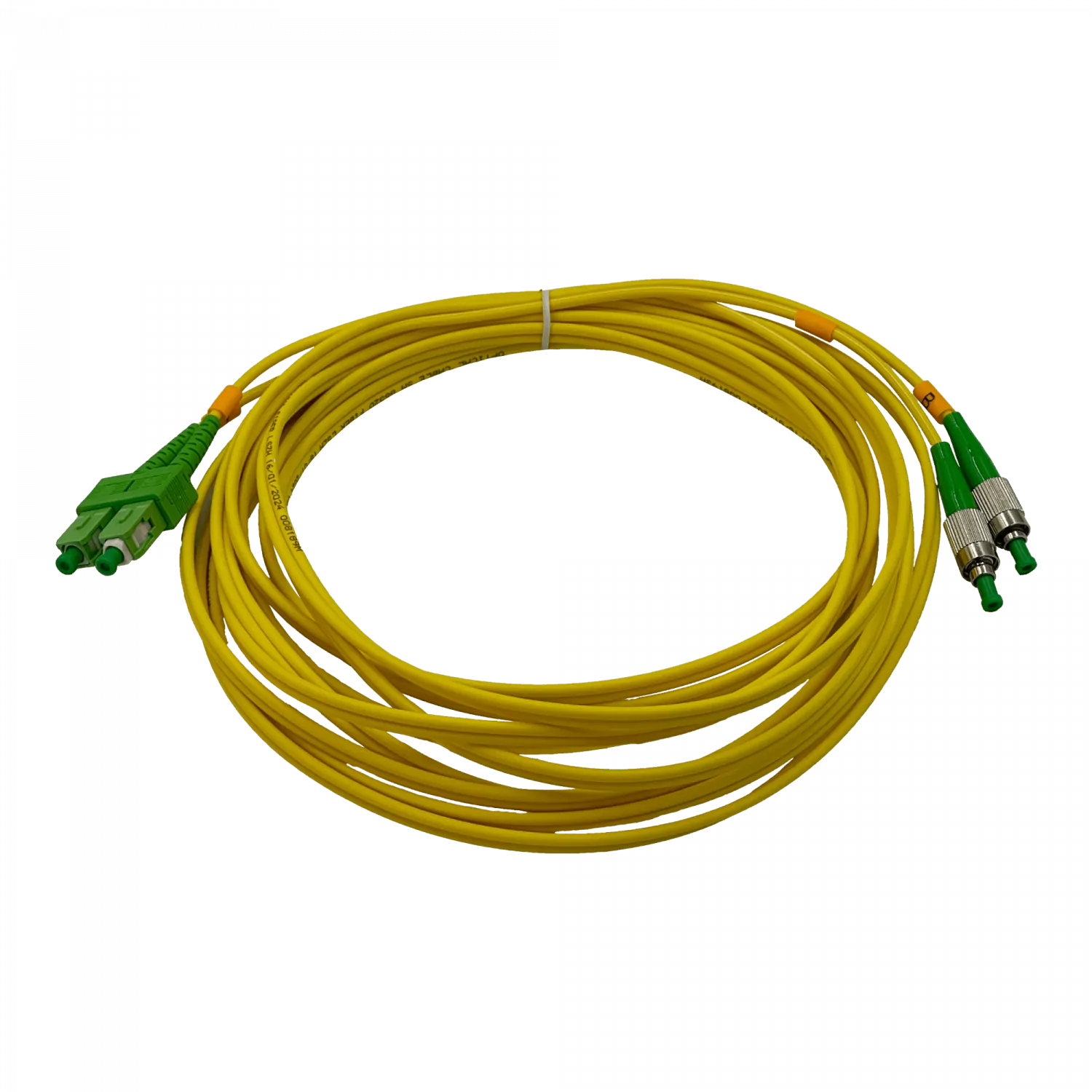 5mt SC/APC-FC/APC MonoModo SM Duplex Jumper Cable Fibra 9/125um 3mm 2