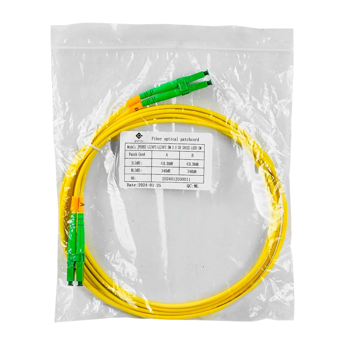 2mt SM LC/APC-LC/APC MonoModo SM Duplex Jumper Cable Fibra 3.0mm 9/125 2