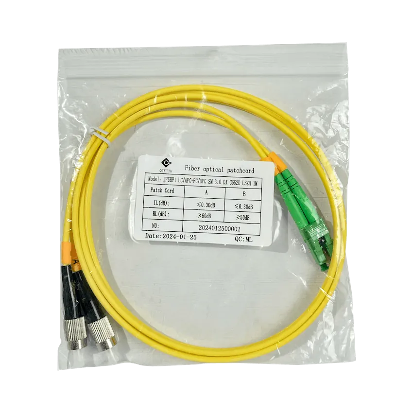 1mt LC/APC-FC/UPC MonoModo SM Duplex Jumper Cable Fibra 9/125um 3mm 2